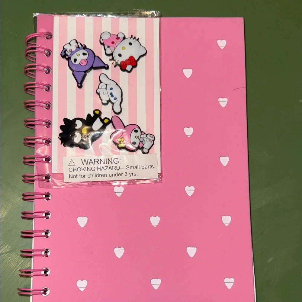 Hello Kitty Pink “Jibbitz” type Notebook, Tab Journal and Pen & Highlighters Set